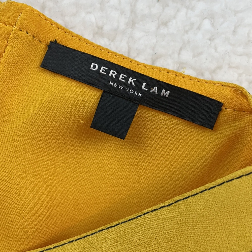DEREK LAM • Yellow Silk Ruffle Button-Strap Tank Top, 0 - Picture 11 of 13